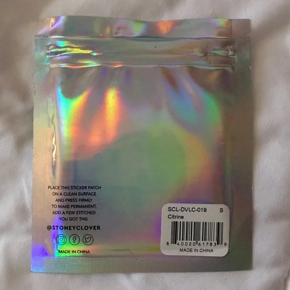 NWT Stoney Clover Lane Denim Varsity Letter S Patch Sticker Citrine Orange - Picture 2 of 2